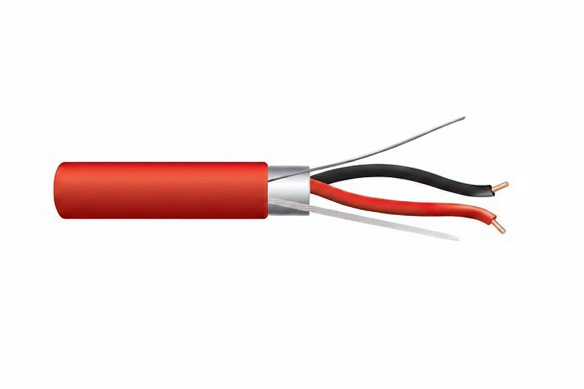 Genesis 44025504 18/2 Solid Shielded Fire Alarm Cable, Riser, FPLR, 500' (152.4 m) Pull Box, Red