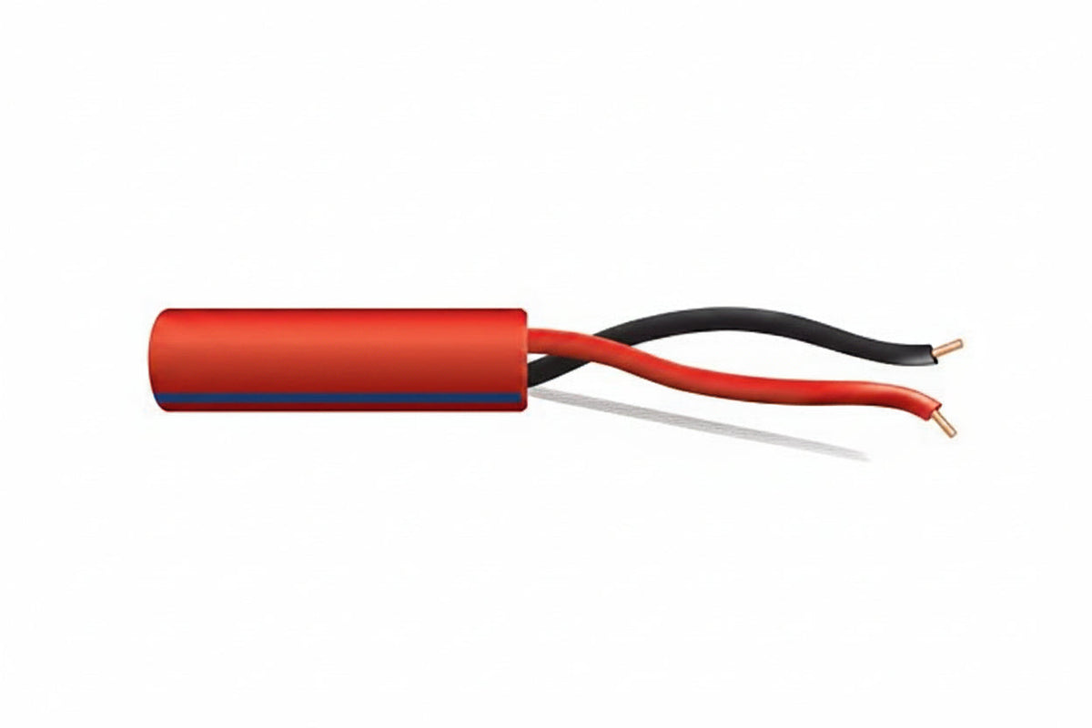 Genesis 4511104B 16/2 Solid Unshielded Fire Alarm Cable, Plenum, FPLP, 1000' (304.8 m) Reel, Red w/ Blue Stripe