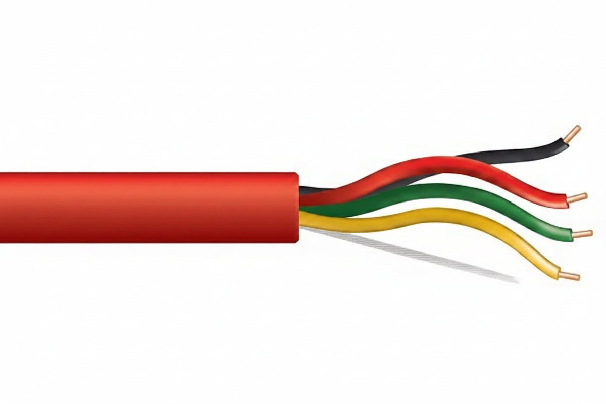 Genesis 45145004 14/4 Solid Unshielded Fire Alarm Cable, Plenum, FPLP, 500' (152.4 m) Reel, Red