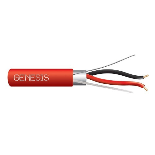 Genesis 46061104 16/2 Solid Shielded Fire Alarm Cable, Plenum, FPLP, 1000' (304.8 m) Pull Box, Red