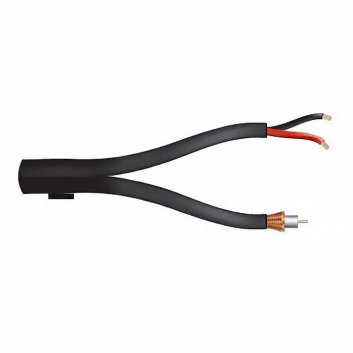 50131008 RG59 BC 75 Ohm Coaxial with Bare Copper Braid + 18/2 Stranded Cable, General Purpose, CATV, 1000' (304.8 m) Reel, Black