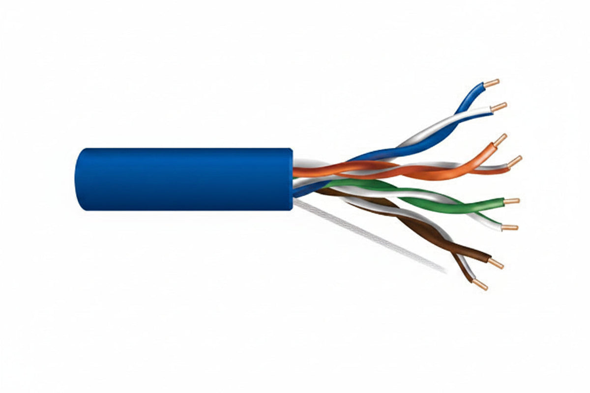 Genesis 50782106 24/4-Pair Cat 5e Unshielded (U/UTP) Networking Cable, Riser, CMR, 1000' (304.8 m) Reel-in-a-Box, Blue