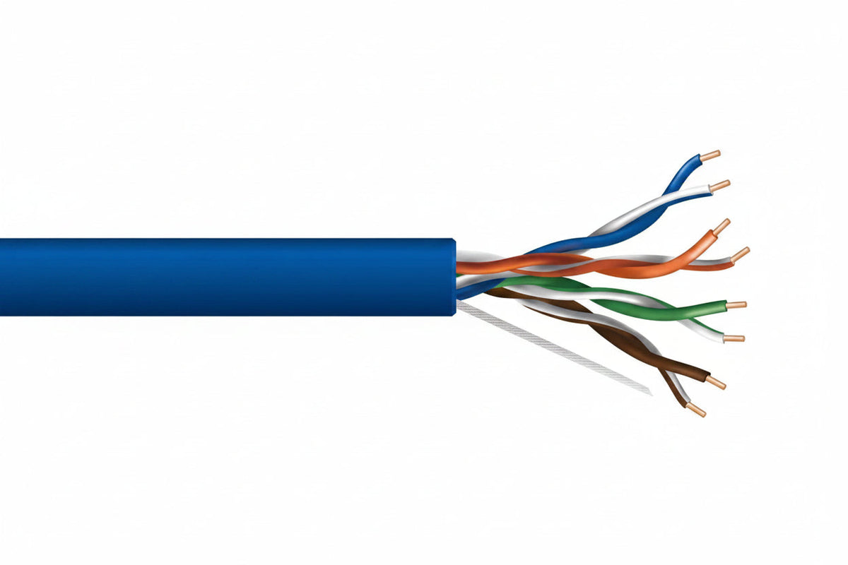 50885506 24/4-Pair Cat 5e Unshielded (U/UTP) Plenum Cable, Plenum, CMP, FT6, 500' (152.4 m) Pull Box, Blue