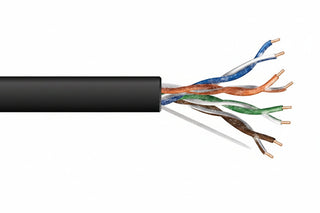 Genesis 50971008 24/4-Pair Cat 5e Unshielded (U/UTP) Water-Blocked Networking Cable, Wet Location, 1000' (304.8 m) Reel, Black