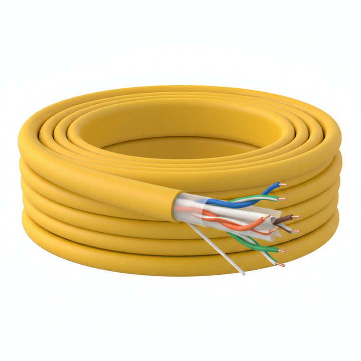 Genesis 51021102 23/4-Pair Cat 6 Plus Unshielded (U/UTP) Networking Cable, Plenum, CMP, FT6, 1000' (304.8 m) Pull Box, Yellow