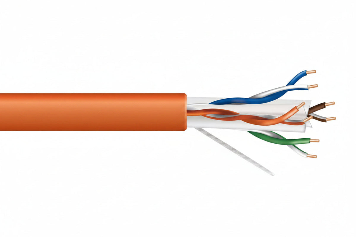 Genesis 51021103 23/4-Pair Cat 6 Plus Unshielded (U/UTP) Networking Cable, Plenum, CMP, FT6, 1000' (304.8 m) Pull Box, Orange