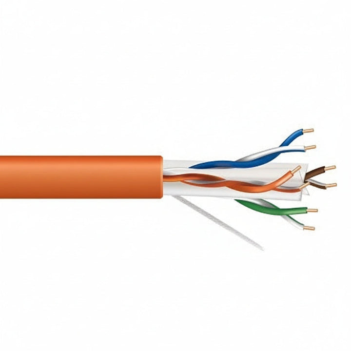 Genesis 51022103 23/4-Pair Cat 6 Plus Unshielded (U/UTP) Networking Cable, Plenum, CMP, FT6, 1000' (304.8 m) Reel-in-a-Box, Orange