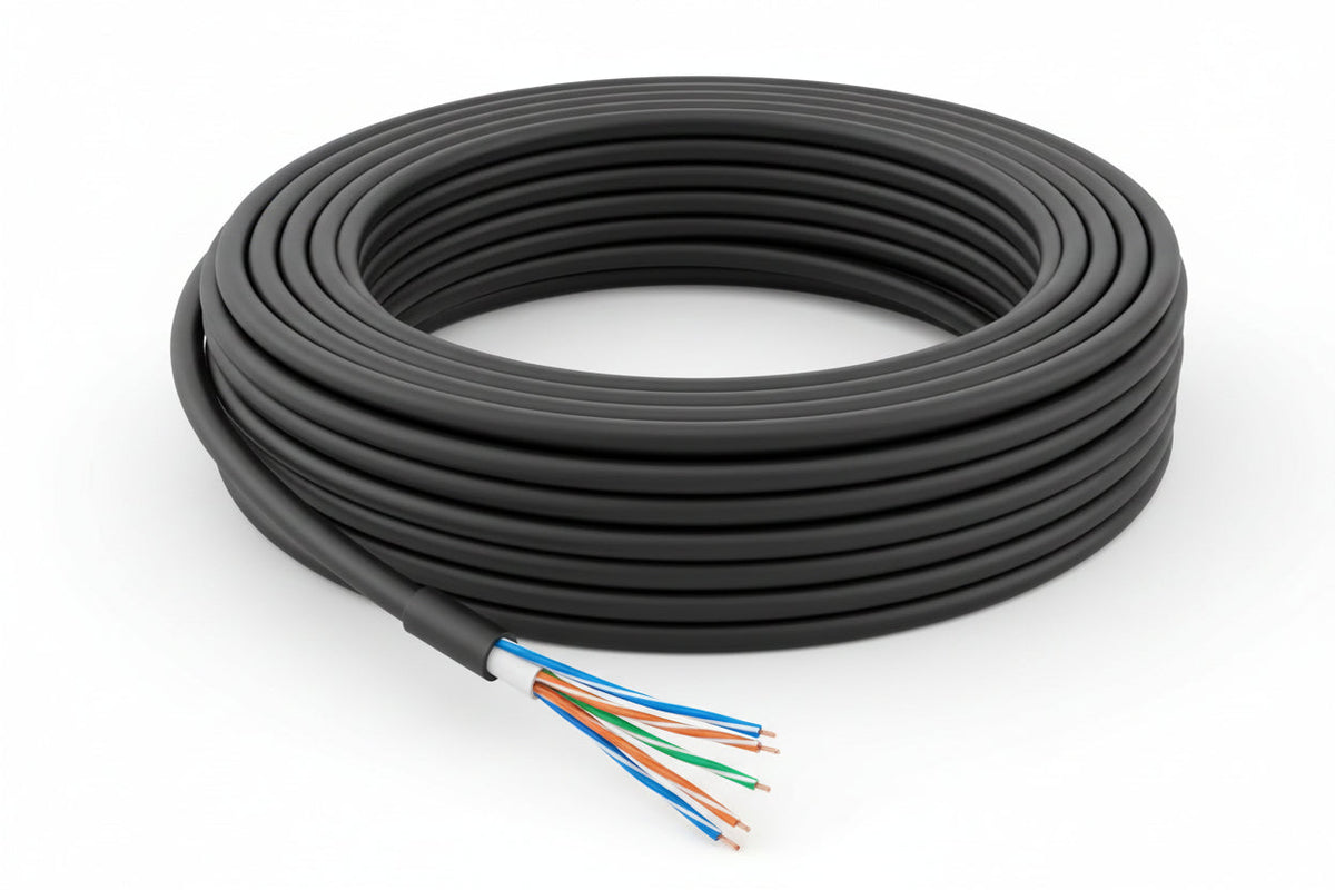 Genesis 51101008 24/4-Pair Cat 6 Unshielded (U/UTP) Water-Blocked Networking Cable, Direct Burial, 1000' (304.8 m) Reel, Black