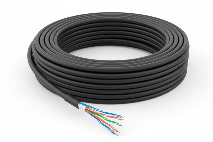 Genesis 51101008 24/4-Pair Cat 6 Unshielded (U/UTP) Water-Blocked Networking Cable, Direct Burial, 1000' (304.8 m) Reel, Black