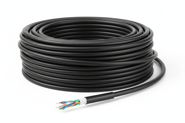 Genesis 51105008 24/4-Pair Cat 6 Unshielded (U/UTP) Water-Blocked Networking Cable, Direct Burial, 500' (152.4 m) Reel, Black