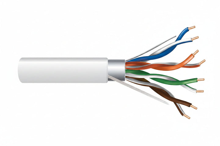 Genesis 51781001 24/4-Pair Cat 5e Shielded (F/UTP) Networking Cable, Riser, CMR, FT4, 1000' (304.8 m) Reel, White