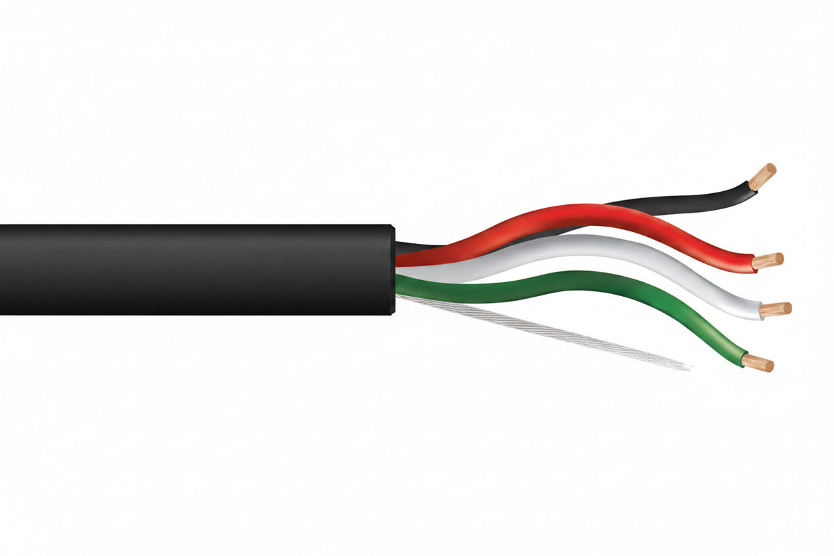 52865008 14/4 (105-Strand Oxygen-Free Copper) Audacious Unshielded Speaker Cable, Direct Burial, CM, 500' (152.4 m) Reel, Black