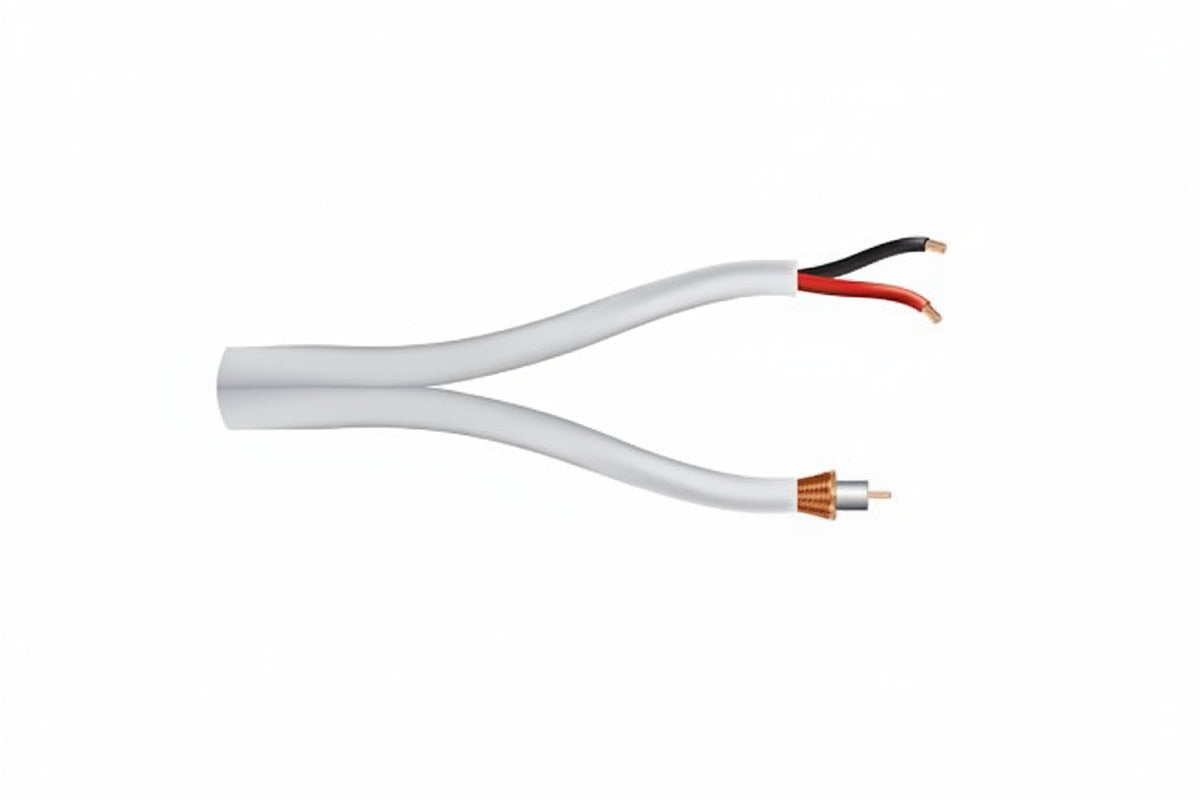 Genesis 53555012 RG59 BC 75 Ohm Coaxial with Bare Copper Braid + 18/2 Stranded Cable, Plenum, CMP, FT6, 500' (152.4 m) Reel, Natural