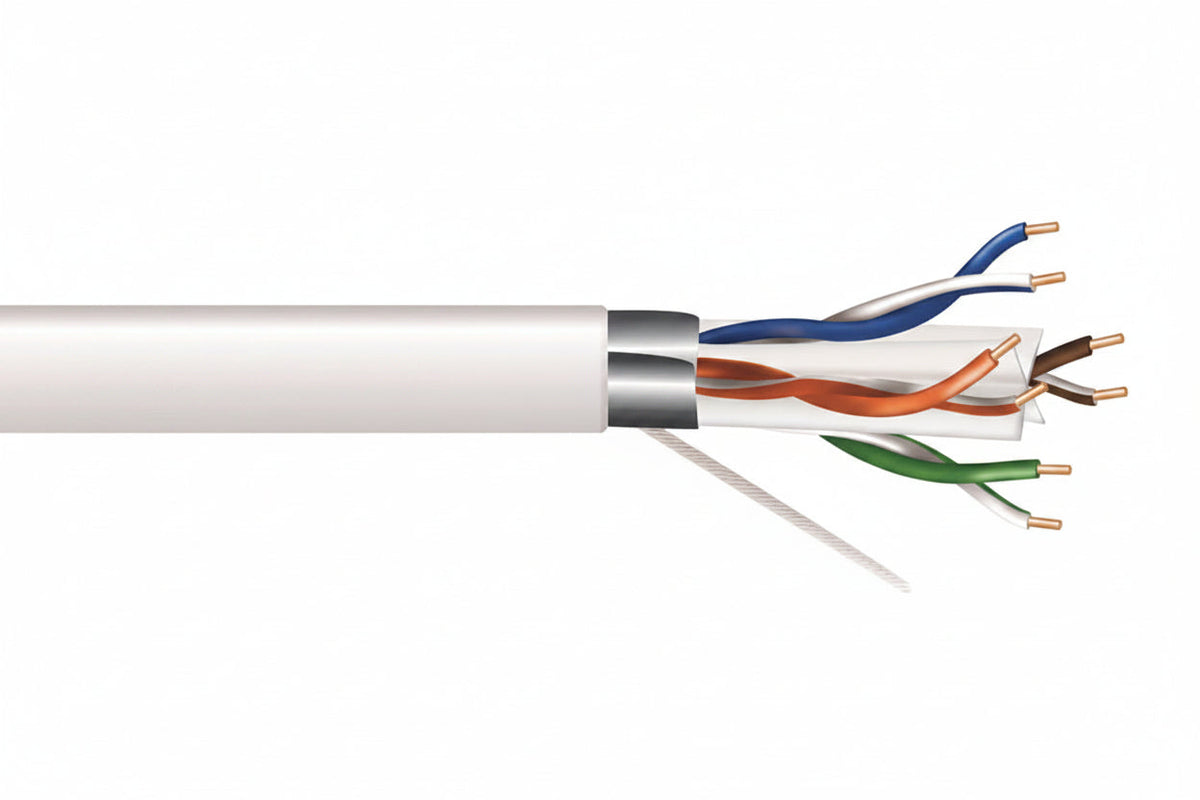 Genesis 53931101 23/4-Pair Cat 6A Unshielded Riser Networking Cable, Plenum, CMP, FT6, 1000' (304.8 m) Pull Box, White