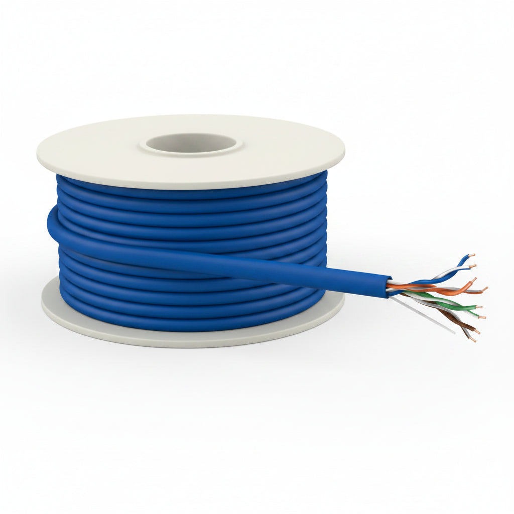 Genesis 63602106 23/4-Pair Cat 6 Unshielded (U/UTP) Networking Cable, Riser, CMR, 1000' (304.8 m) Reel-in-a-Box, Blue
