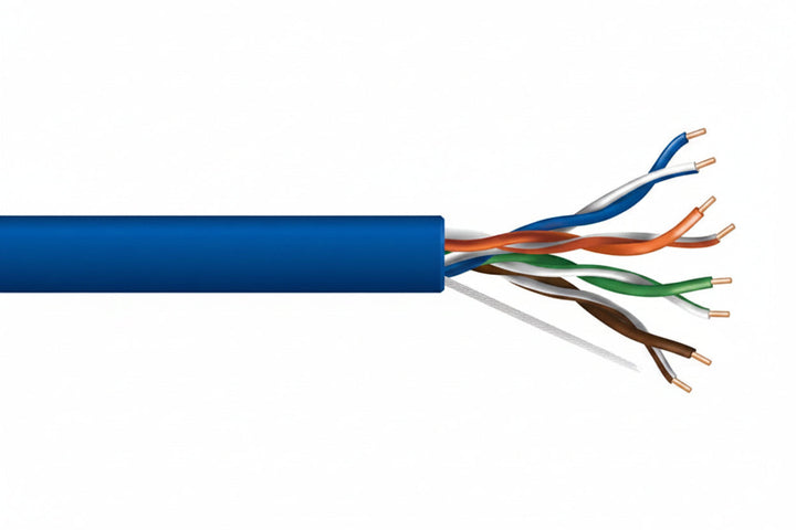 Genesis 63612106 23/4-Pair Cat 6 Unshielded (U/UTP) Networking Cable, Plenum, CMP, FT6, 1000' (304.8 m) Reel-in-a-Box, Blue