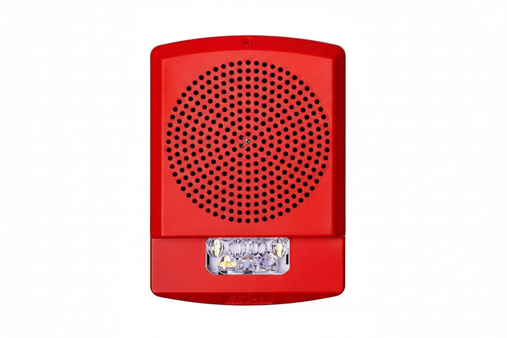 Eaton ELCHSR Wheelock Eluxa Chime Strobe, FIRE Lettering, Ceiling Mount, 24V, Red