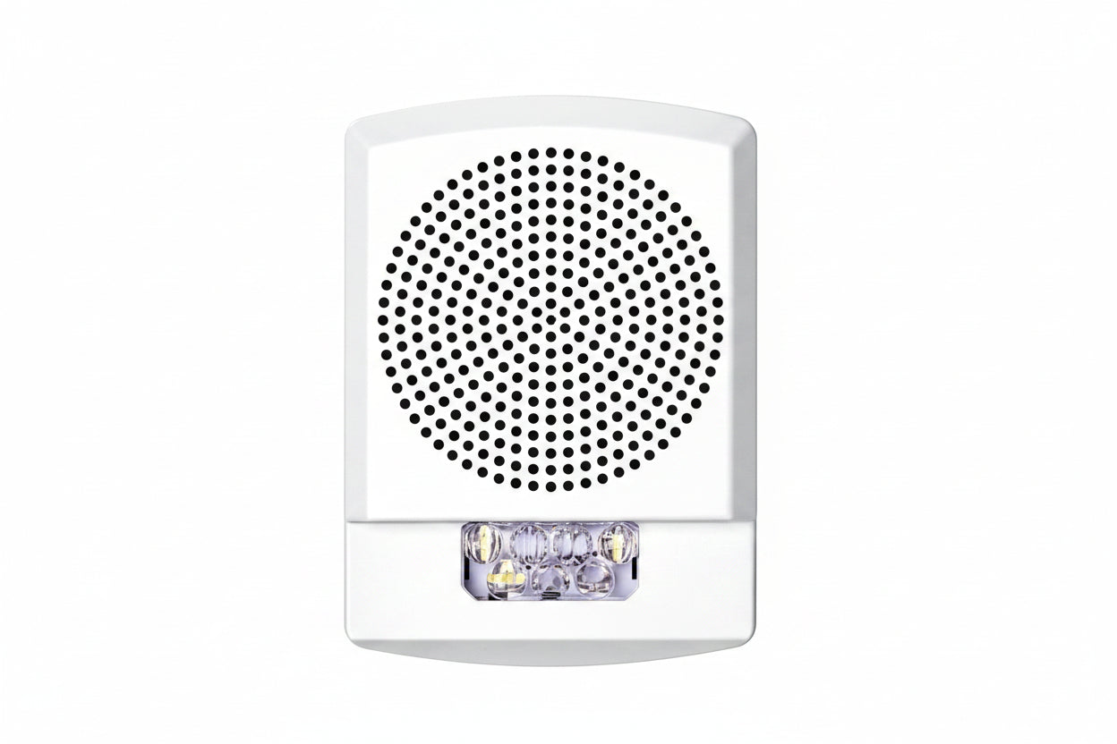 Eaton ELCHSW Wheelock Eluxa Chime Strobe, FIRE Lettering, Wall Mount, 24V, White