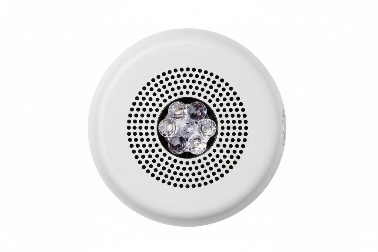 Eaton ELCHSWC Wheelock Eluxa Chime Strobe, FIRE Lettering, Ceiling Mount, 24V, White