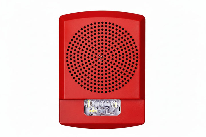 Eaton ELFHSR Wheelock Eluxa Low Frequency Sounder Strobe, Wall, FIRE Lettering, 24V, 110/177 cd, Indoor, Red