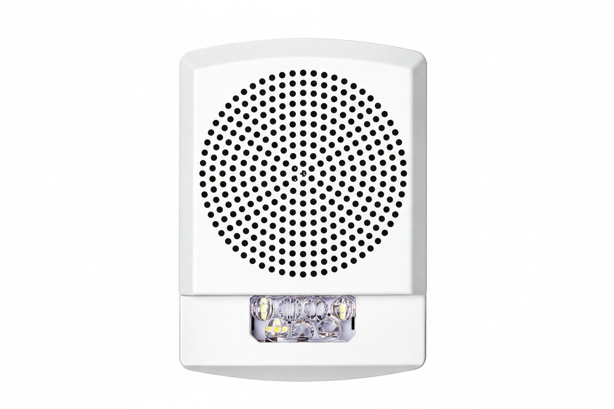 Eaton ELFHSW Wheelock Eluxa Low Frequency Sounder Strobe, Wall, FIRE Lettering, 24V, 110/177 cd, Indoor, White