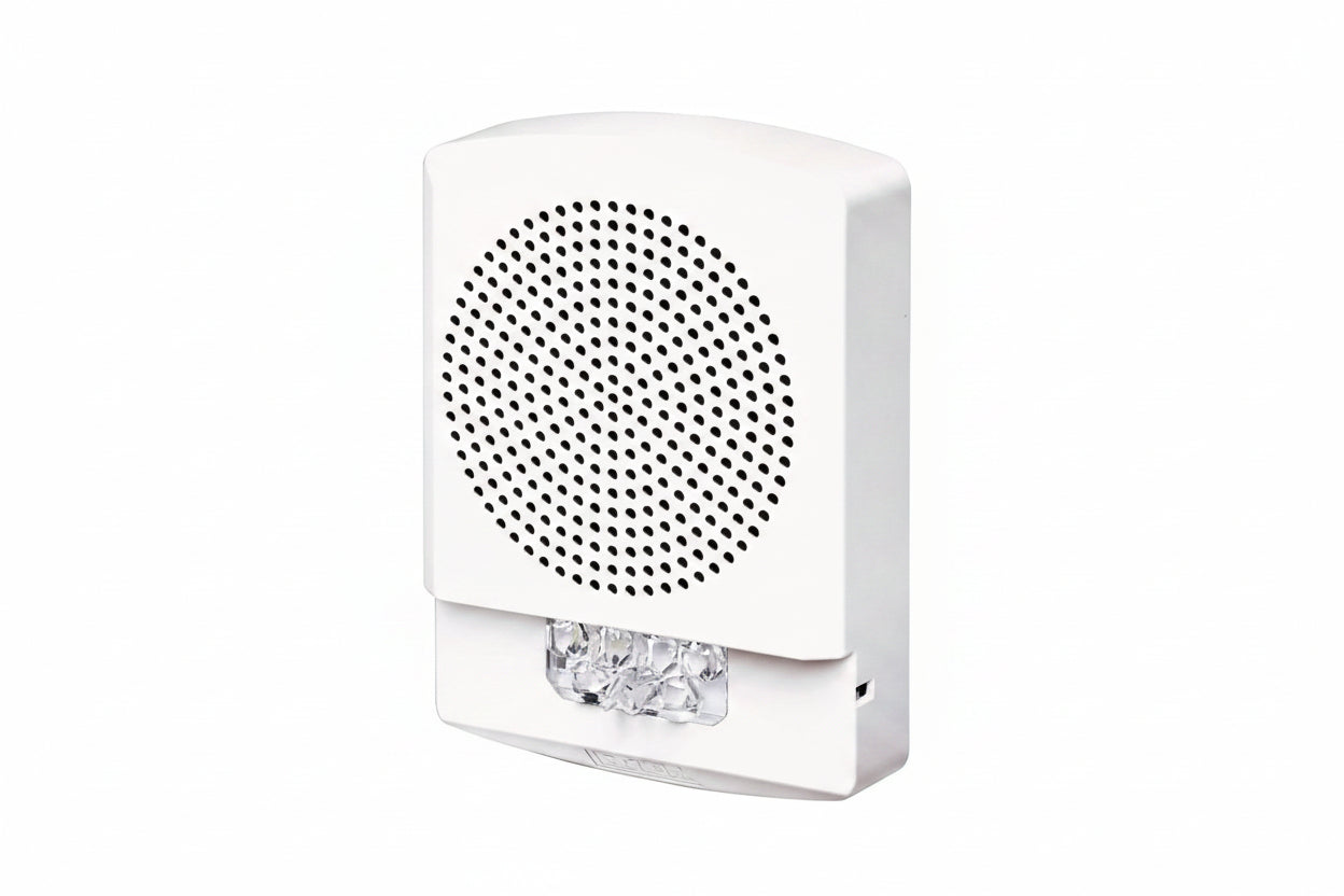 Eaton ELMTSW Wheelock Eluxa Multitone Strobe Horn, FIRE Lettering, Wall Mount, 24V, White