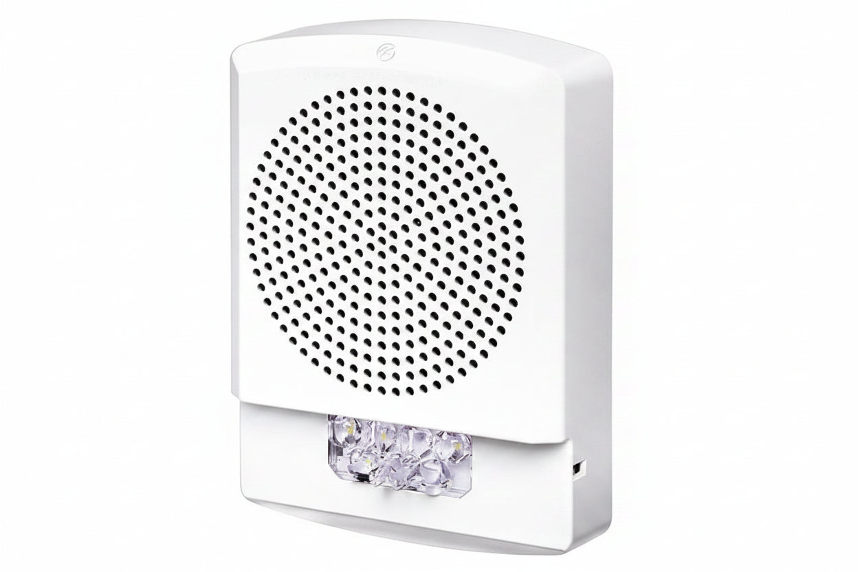 Eaton ELSPSTW-AL Wheelock Eluxa LED High Fidelity Speaker Strobe, Wall, ALERT Lettering, Clear Lens, 24VDC, 15/30/75/110/135/185 cd, White