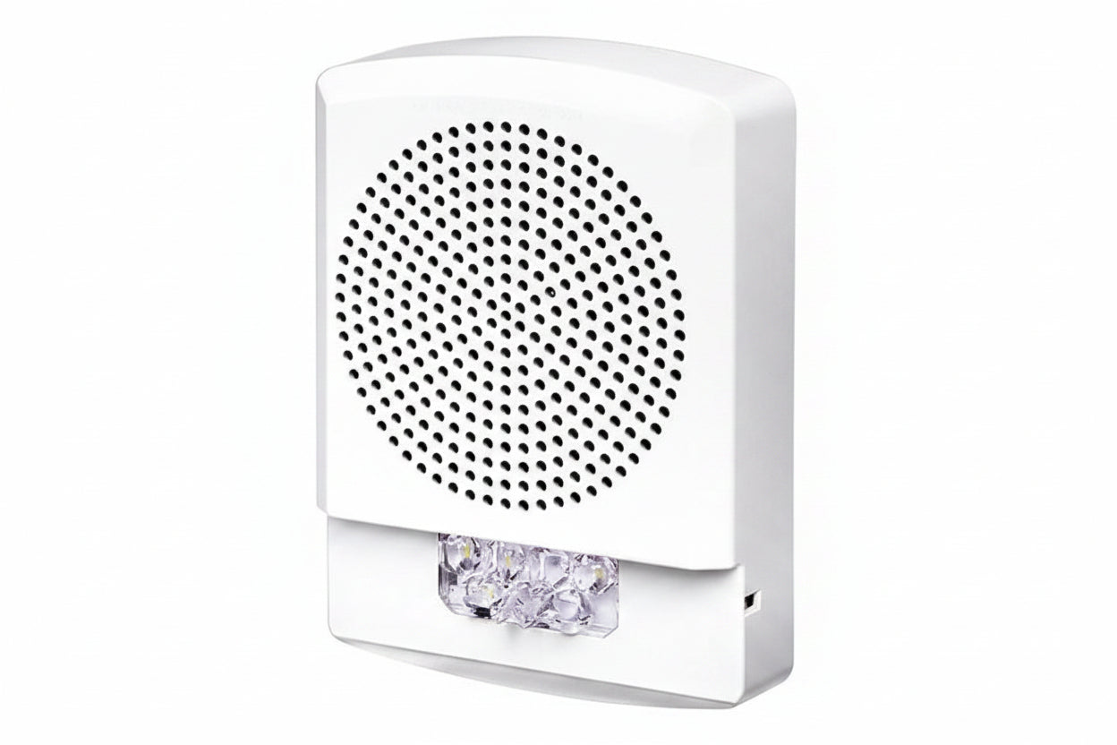 Eaton ELSPSTW-AL Wheelock Eluxa LED High Fidelity Speaker Strobe, Wall, ALERT Lettering, Clear Lens, 24VDC, 15/30/75/110/135/185 cd, White