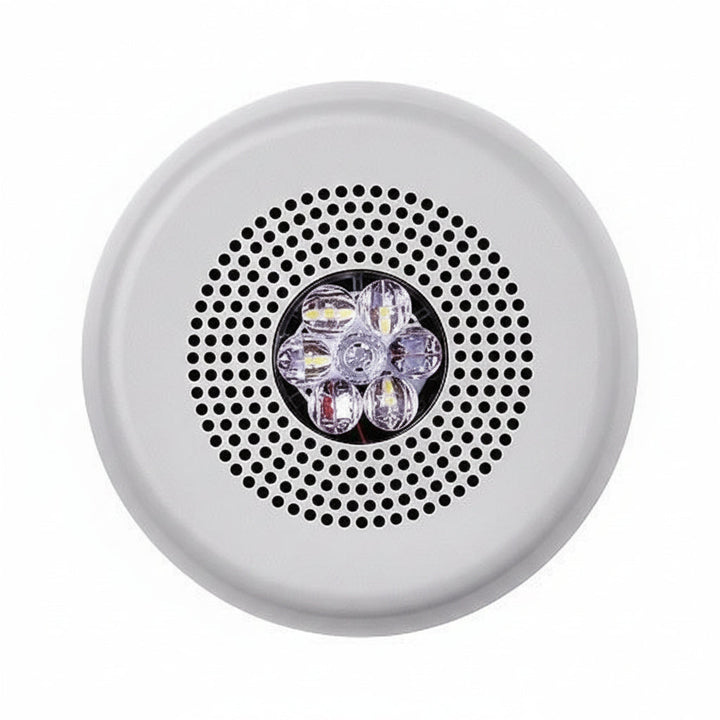 Eaton ELSPSTWC Wheelock Eluxa LED High Fidelity Speaker Strobe, Ceiling, FIRE Lettering, Clear Lens, 24VDC, 15/30/75/110/150/177 cd, White
