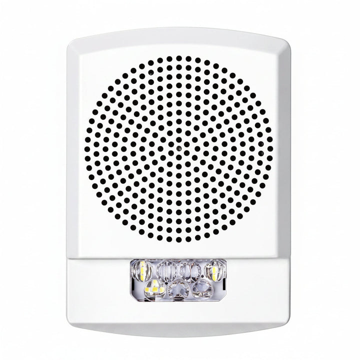 Eaton ELSPSTW Wheelock Eluxa LED High Fidelity Speaker Strobe, Wall, FIRE Lettering, Clear Lens, 24VDC, 15/30/75/110/135/185 cd, White, (Replaces E60-24MCW-FW, LSPSTW3)