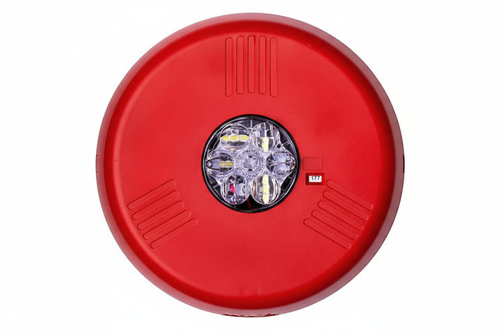 Eaton ELSTRC Wheelock Eluxa LED Strobe, Ceiling, FIRE Lettering, Clear Lens, 24V, 15/30/75/110/150/177 cd, Red