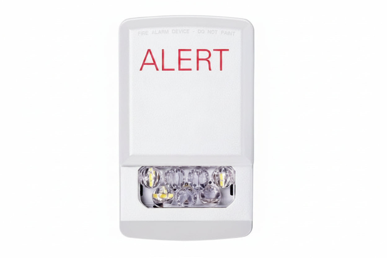 Eaton ELSTW-AL Wheelock Eluxa LED Strobe, Wall, ALERT Lettering, Clear Lens, 24V, 15/30/75/110/135/185 cd, White