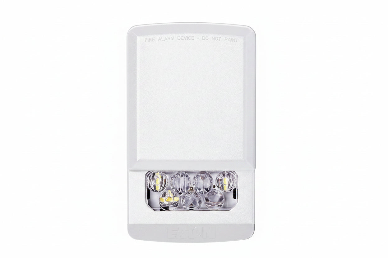 Eaton ELSTW Wheelock Eluxa LED Strobe, Wall, FIRE Lettering, Clear Lens, 24V, 15/30/75/110/135/185 cd, White