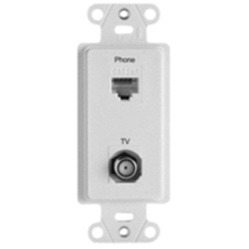 WP3211WH 2-Port Decorator Faceplate for Phone & TV Connections, White