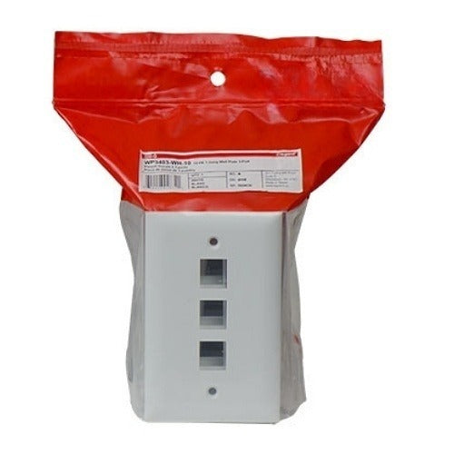 WP3403WH 1-Gang 3-Port Keystone Wall Plate, White