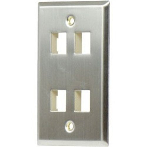 WP3404-SS 1-Gang 4-Port Stainless Steel Wall Plate