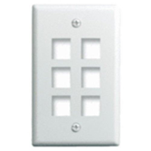WP3406WH 1-Gang 6-Port Wall Plate, White
