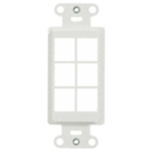 WP3416WH 6-Port Decorator Outlet Strap Faceplate Insert, White