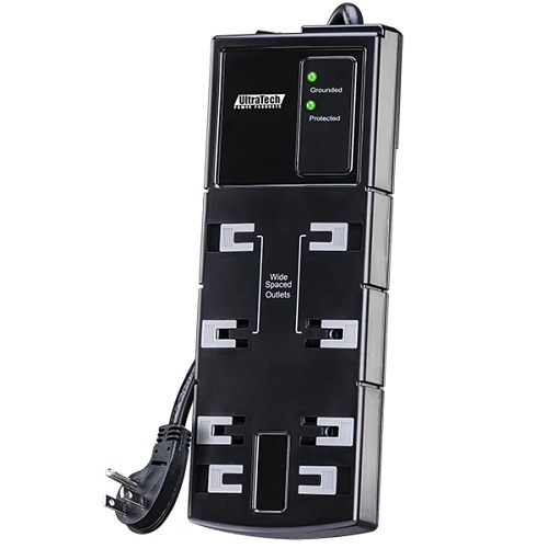 0E-SRGEWDPLG 8-Outlet Surge Protector, 4 Wide-Spaced Outlets, 4 Standard-Spaced Outlets