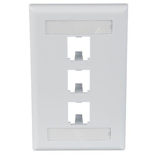 CFPL3WHY Mini-Com Classic 1-Gang 3-Port Wall Plate, White